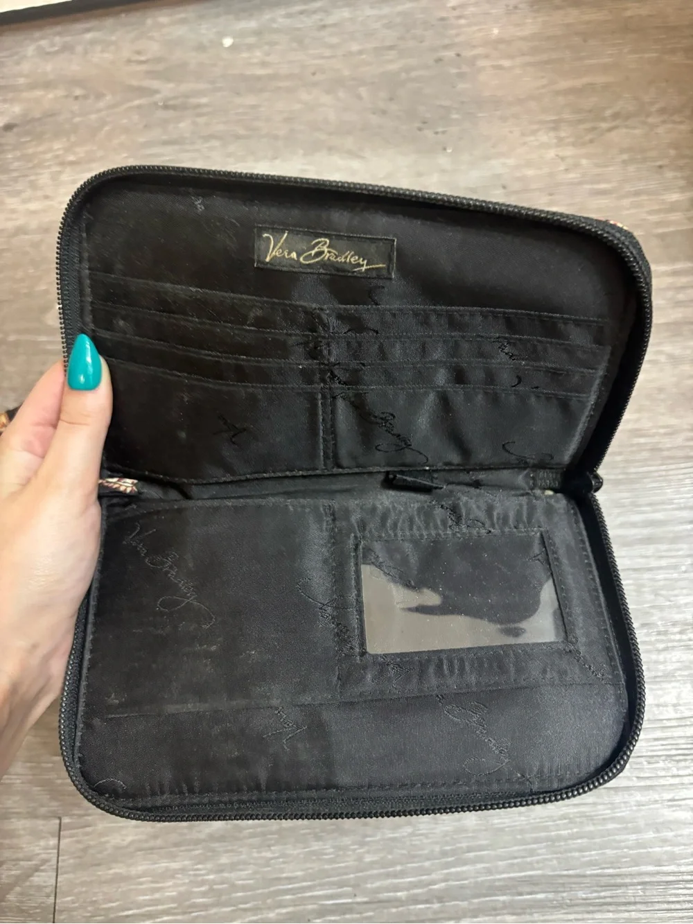 Retired Vera Bradley Black Paisley Quilted Wristlet and Zip Pouch Set